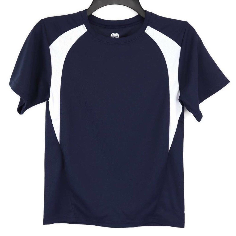 Teamwork Boys‎ Active T-Shirt Blue White Color Block Crew Neck Tee M New